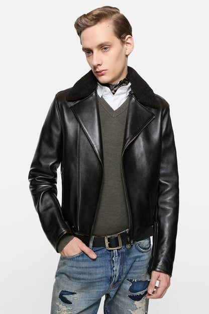 Acne Studios Leather biker jacket - Black
