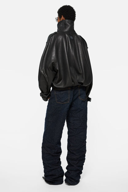 Acne Studios Cropped leather trench coat - Black