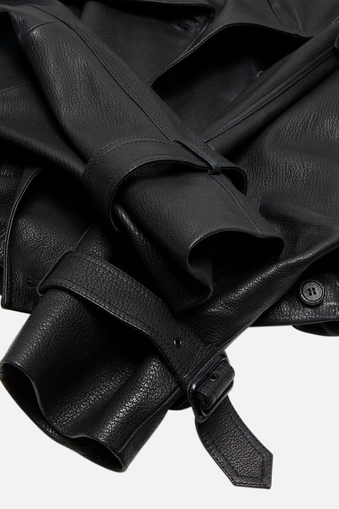 Acne Studios Cropped leather trench coat - Black