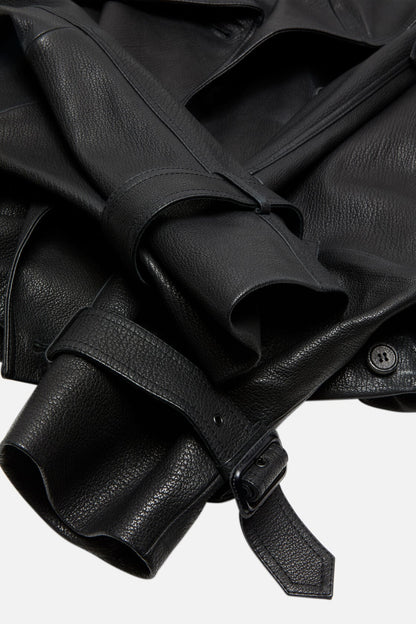 Acne Studios Cropped leather trench coat - Black