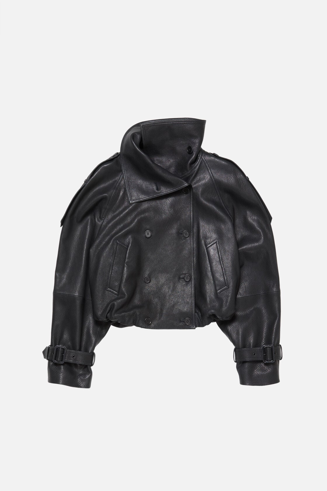 Acne Studios Cropped leather trench coat - Black