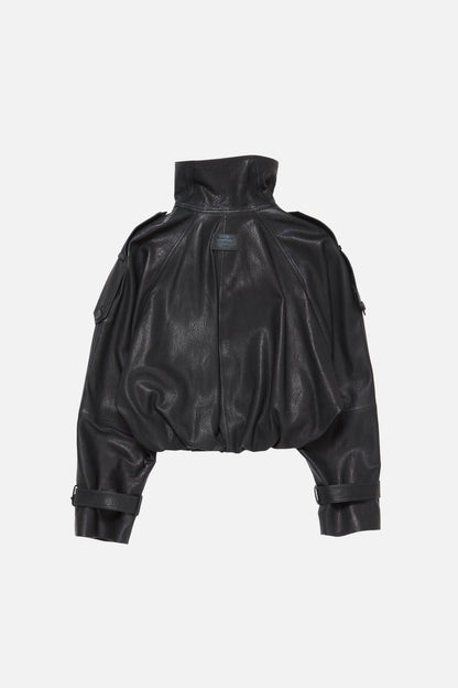 Acne Studios Cropped leather trench coat - Black