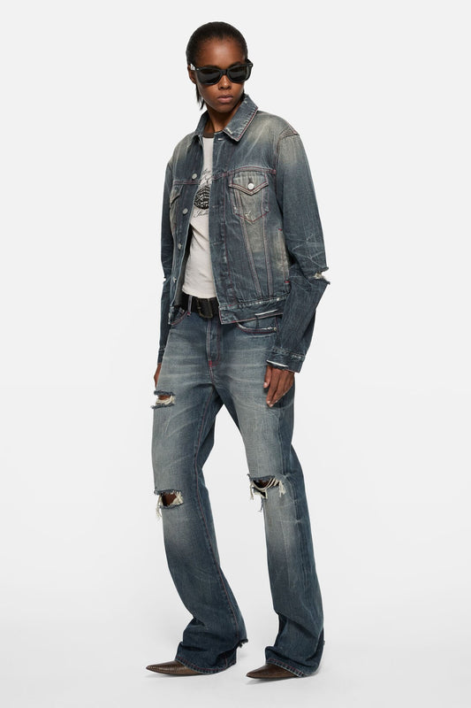 Acne Studios Re-edition worn denim jacket - Mid Blue