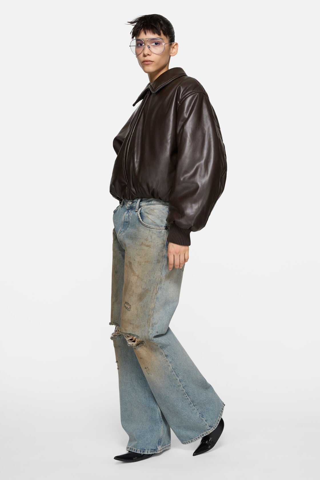Acne Studios Faux leather bomber jacket - Chocolate brown