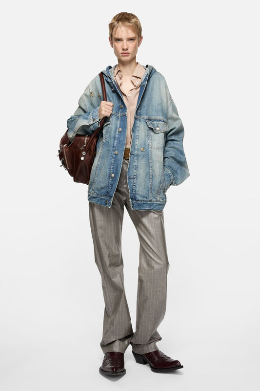 Acne Studios Hooded denim jacket - Mid Blue