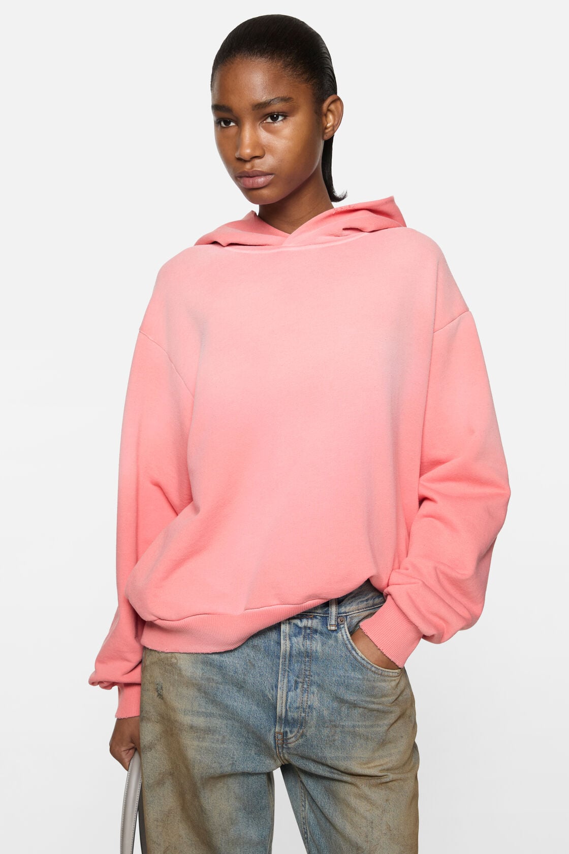Acne Studios Fleece logo hoodie - Tango pink