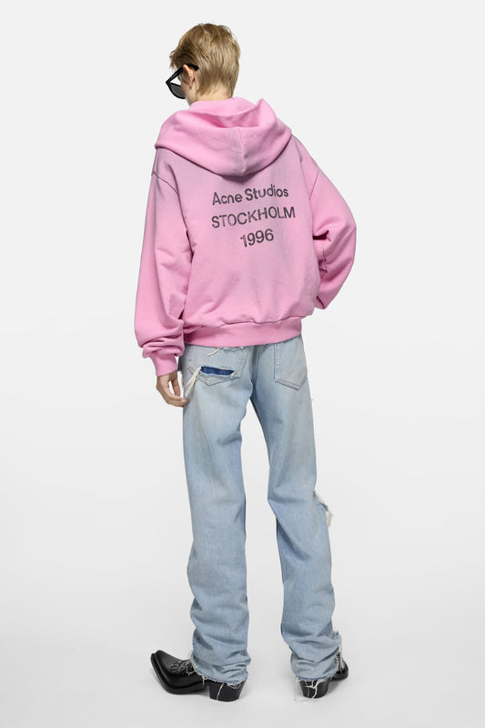 Acne Studios Fleece logo hoodie - Cotton candy pink