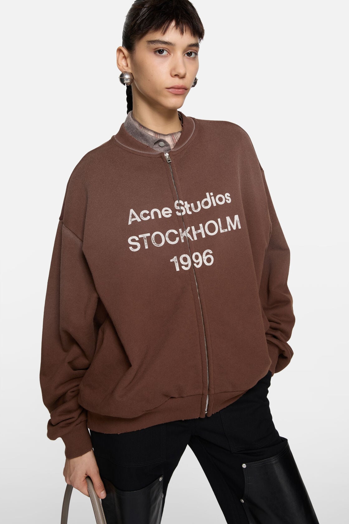 Acne Studios Washed zip-up cardigan - Chocolate brown