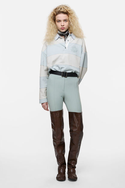 Acne Studios Striped polo sweatshirt - Light blue/grey