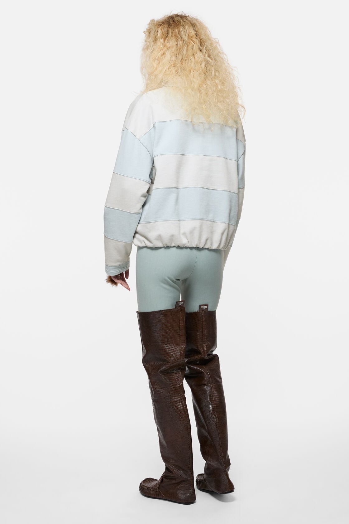 Acne Studios Striped polo sweatshirt - Light blue/grey