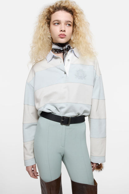 Acne Studios Striped polo sweatshirt - Light blue/grey