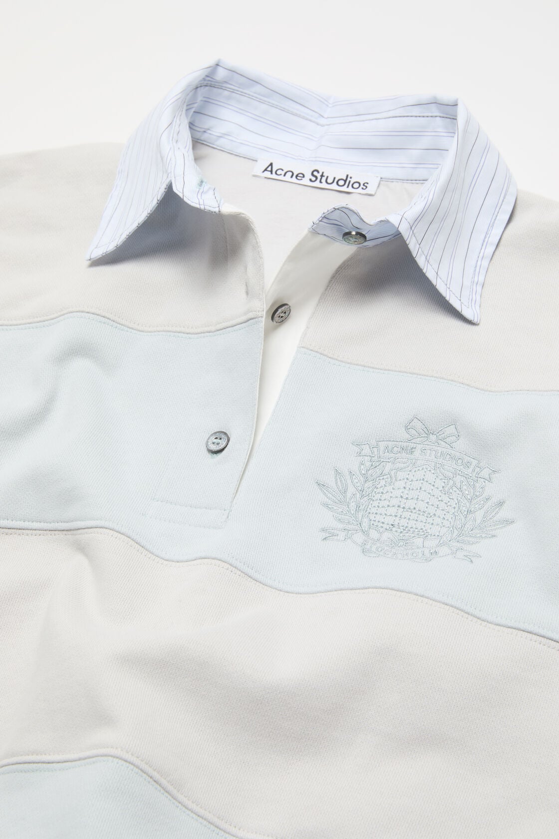 Acne Studios Striped polo sweatshirt - Light blue/grey
