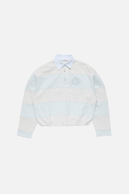 Acne Studios Striped polo sweatshirt - Light blue/grey
