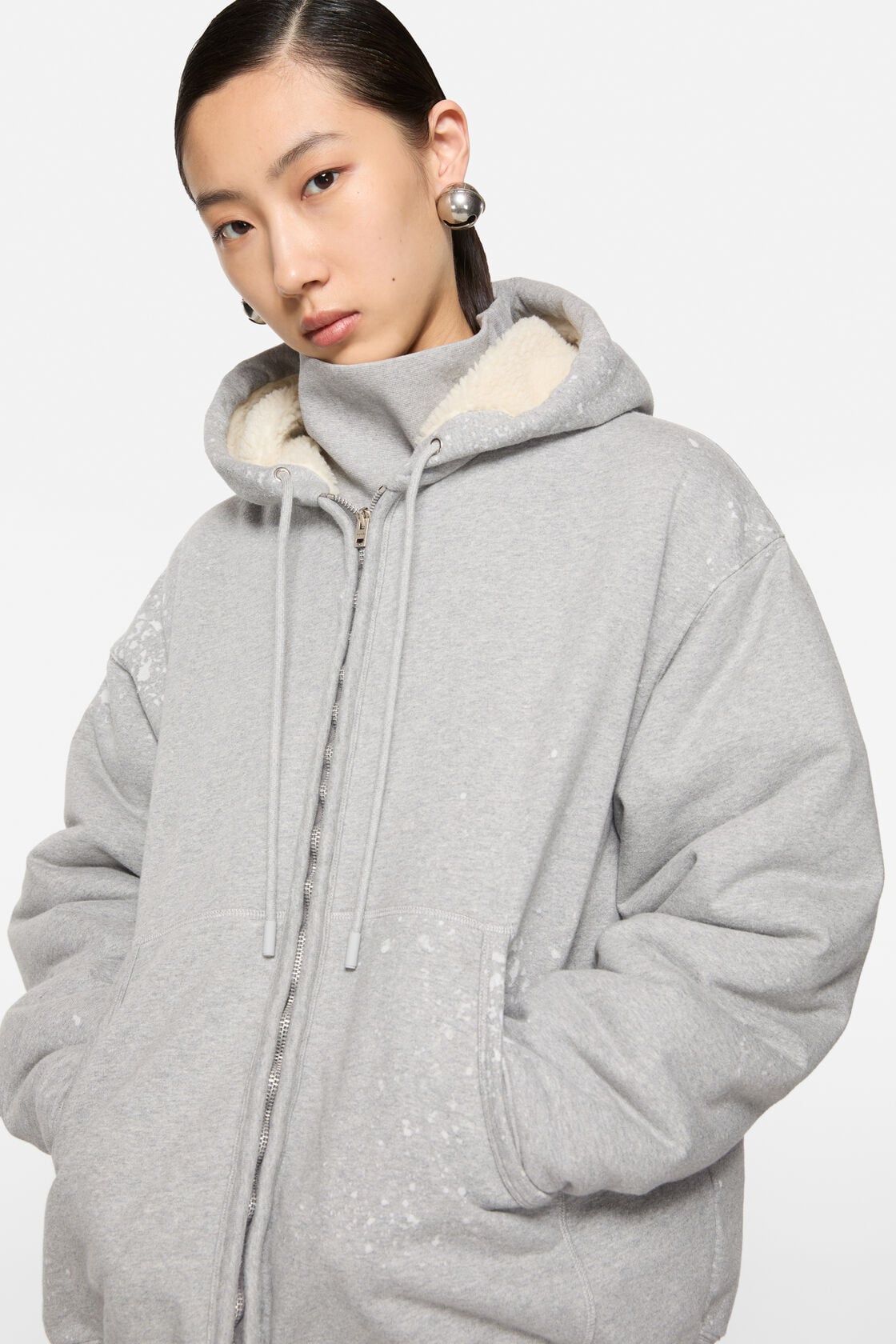Acne Studios Vintage fleece logo hoodie - Grey Melange