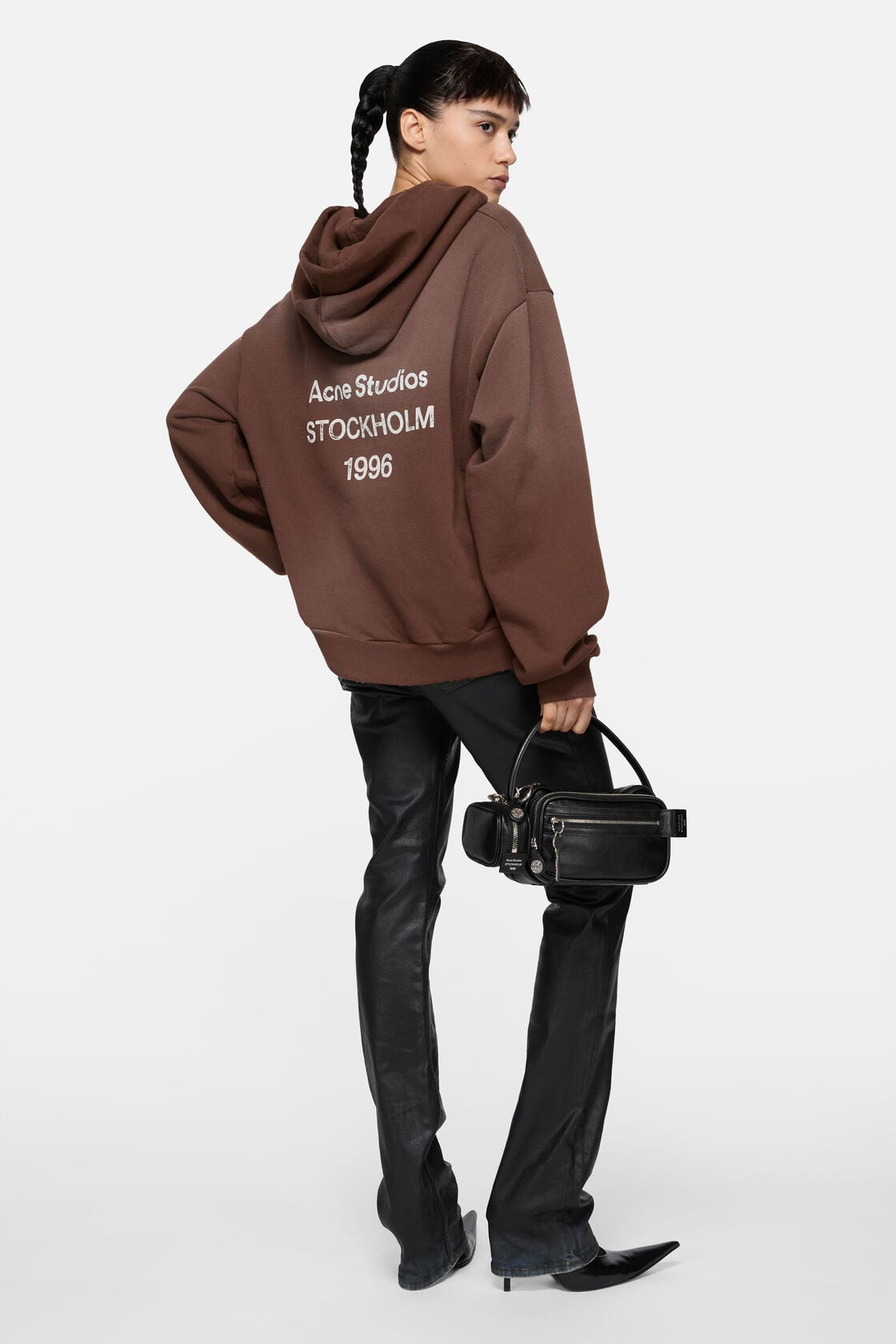Acne Studios Fleece logo hoodie - Chocolate brown