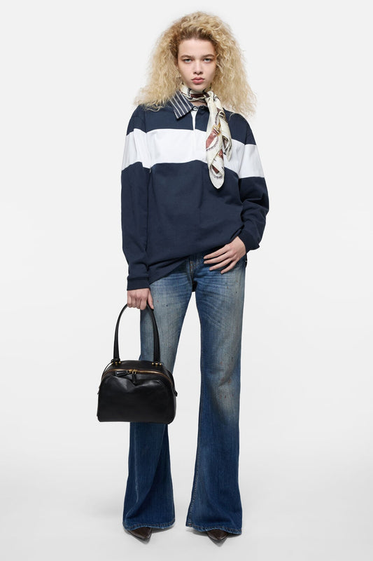 Acne Studios Striped polo sweatshirt - Navy/white