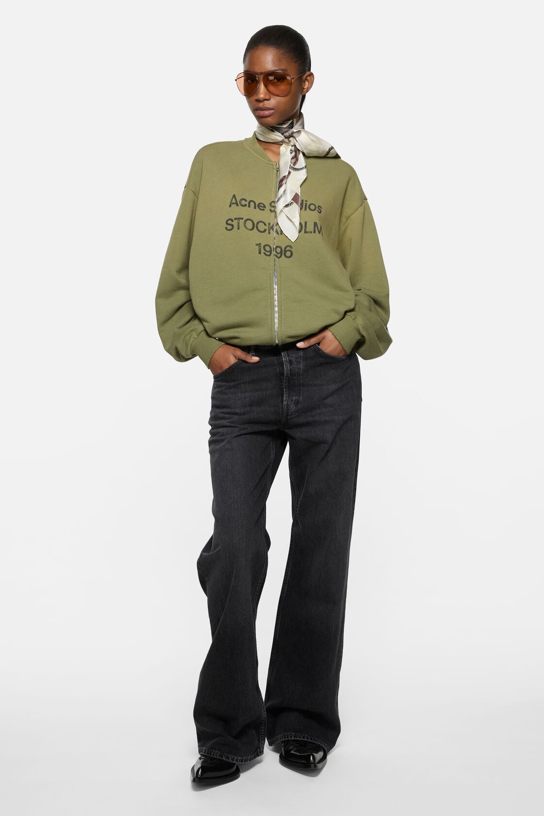 Acne Studios Washed zip-up cardigan - Olive green