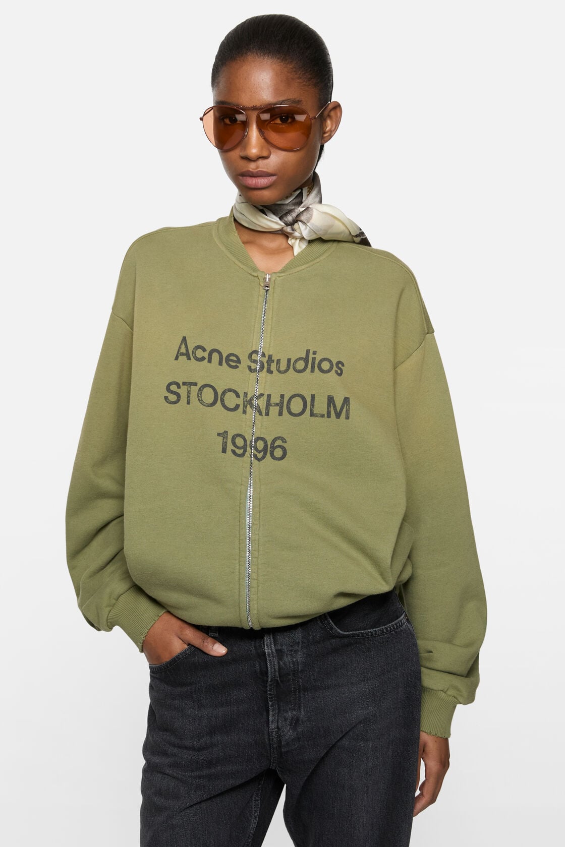 Acne Studios Washed zip-up cardigan - Olive green