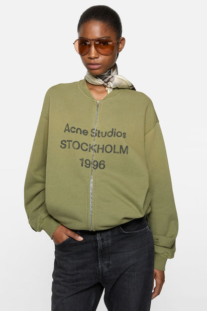Acne Studios Washed zip-up cardigan - Olive green