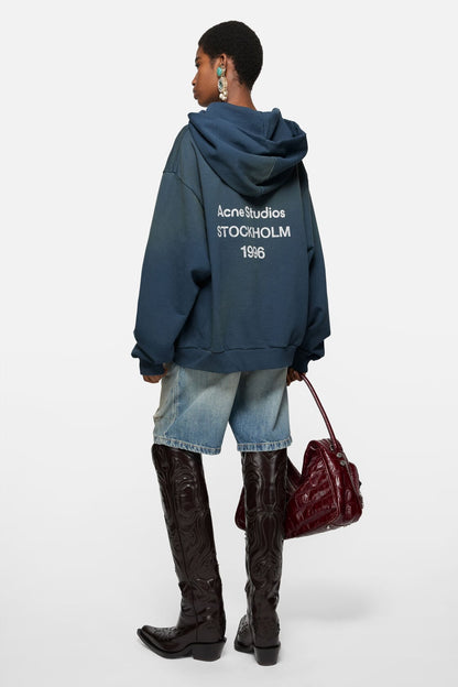 Acne Studios Fleece logo hoodie - Deep blue