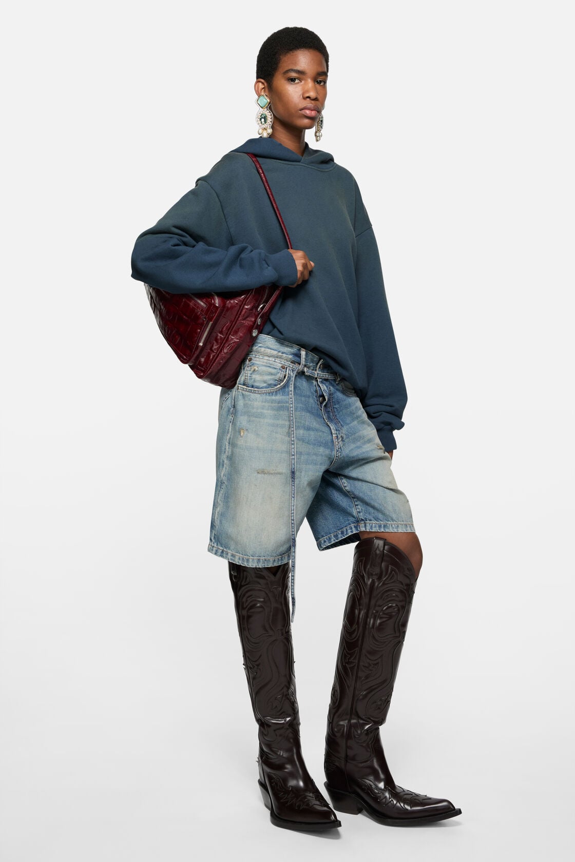 Acne Studios Fleece logo hoodie - Deep blue