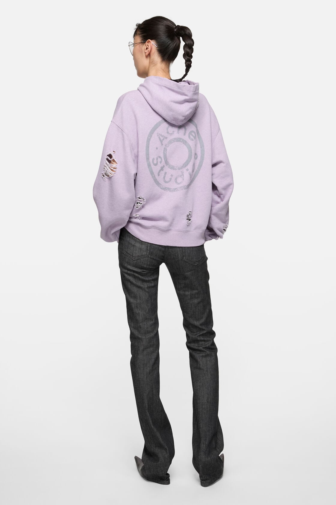 Acne Studios Distressed logo hoodie - Faded purple