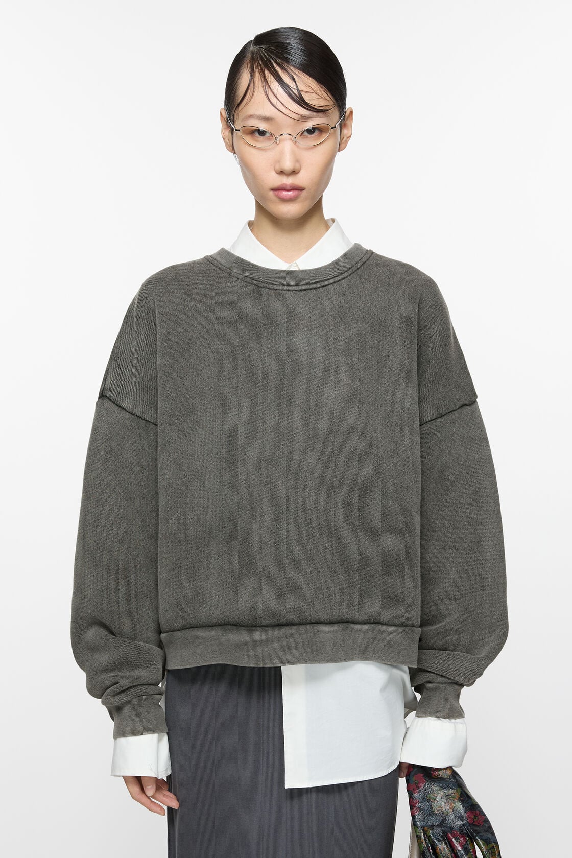 Acne Studios Rubber logo fleece sweatshirt - Faded black
