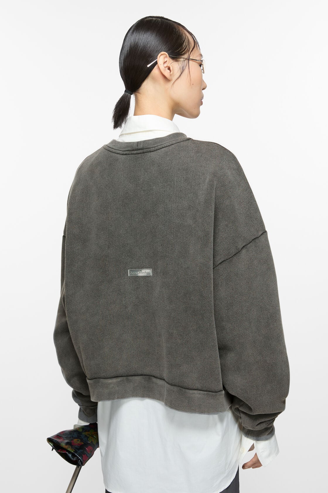 Acne Studios Rubber logo fleece sweatshirt - Faded black