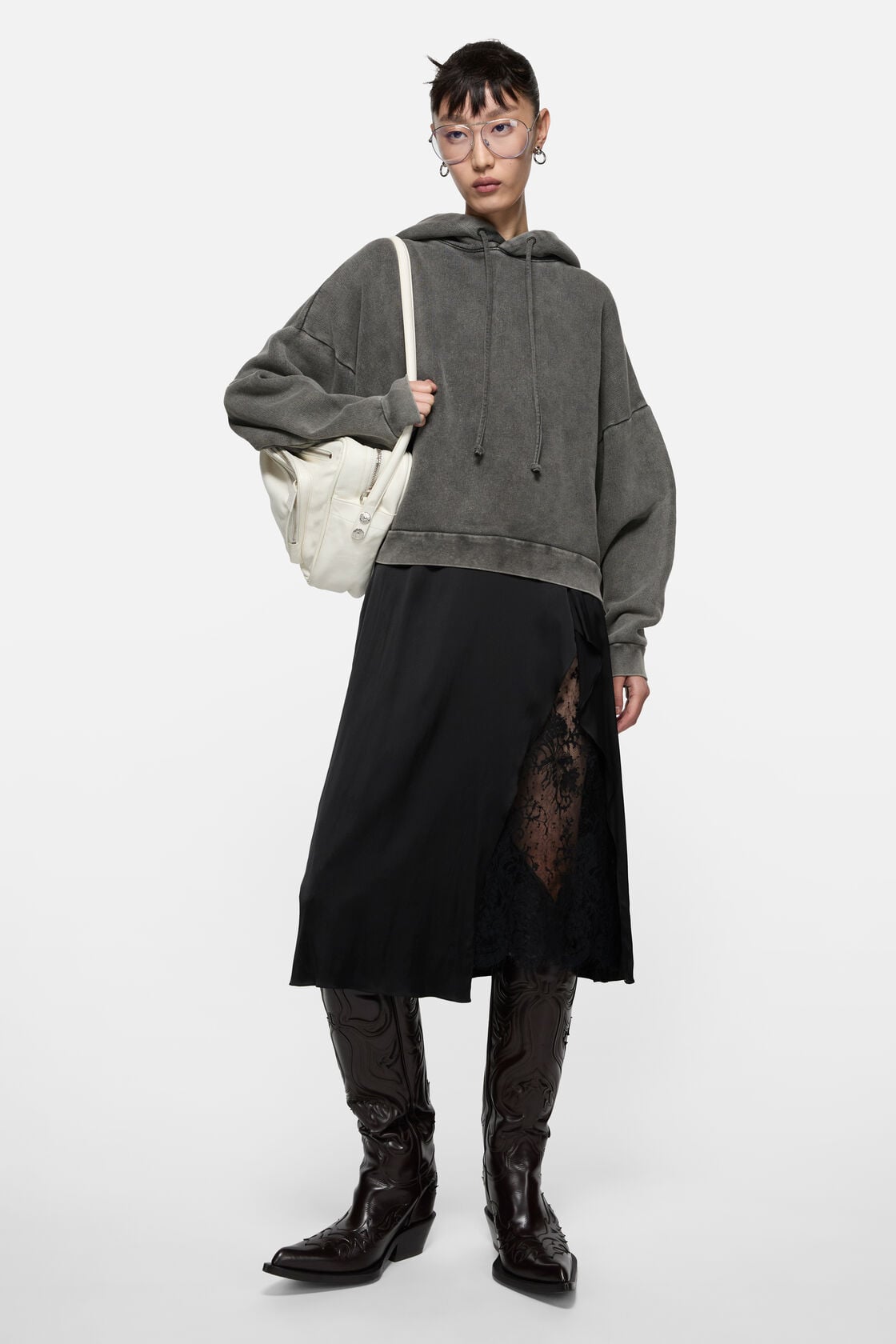 Acne Studios Rubber stamp logo hoodie - Faded black