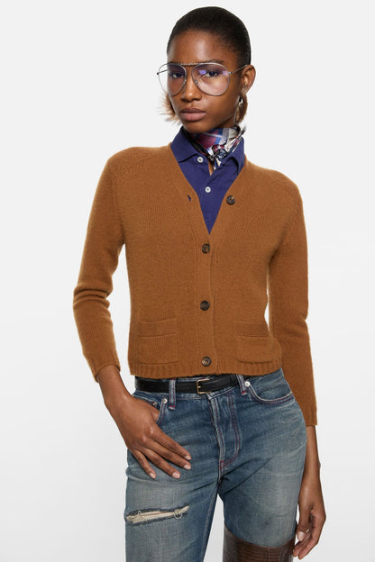 Acne Studios Cashmere V-Neck Cardigan - Mid brown