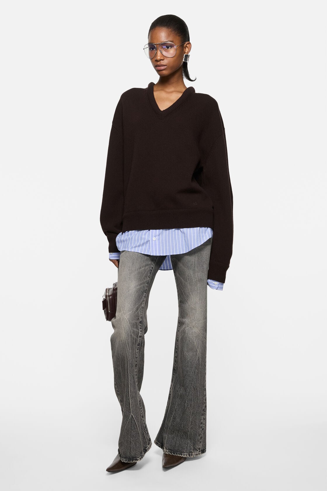 Acne Studios layered wool sweater - Dark brown