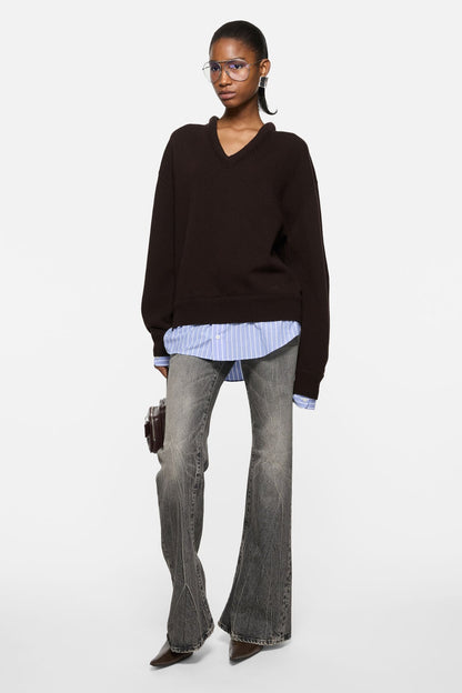 Acne Studios layered wool sweater - Dark brown