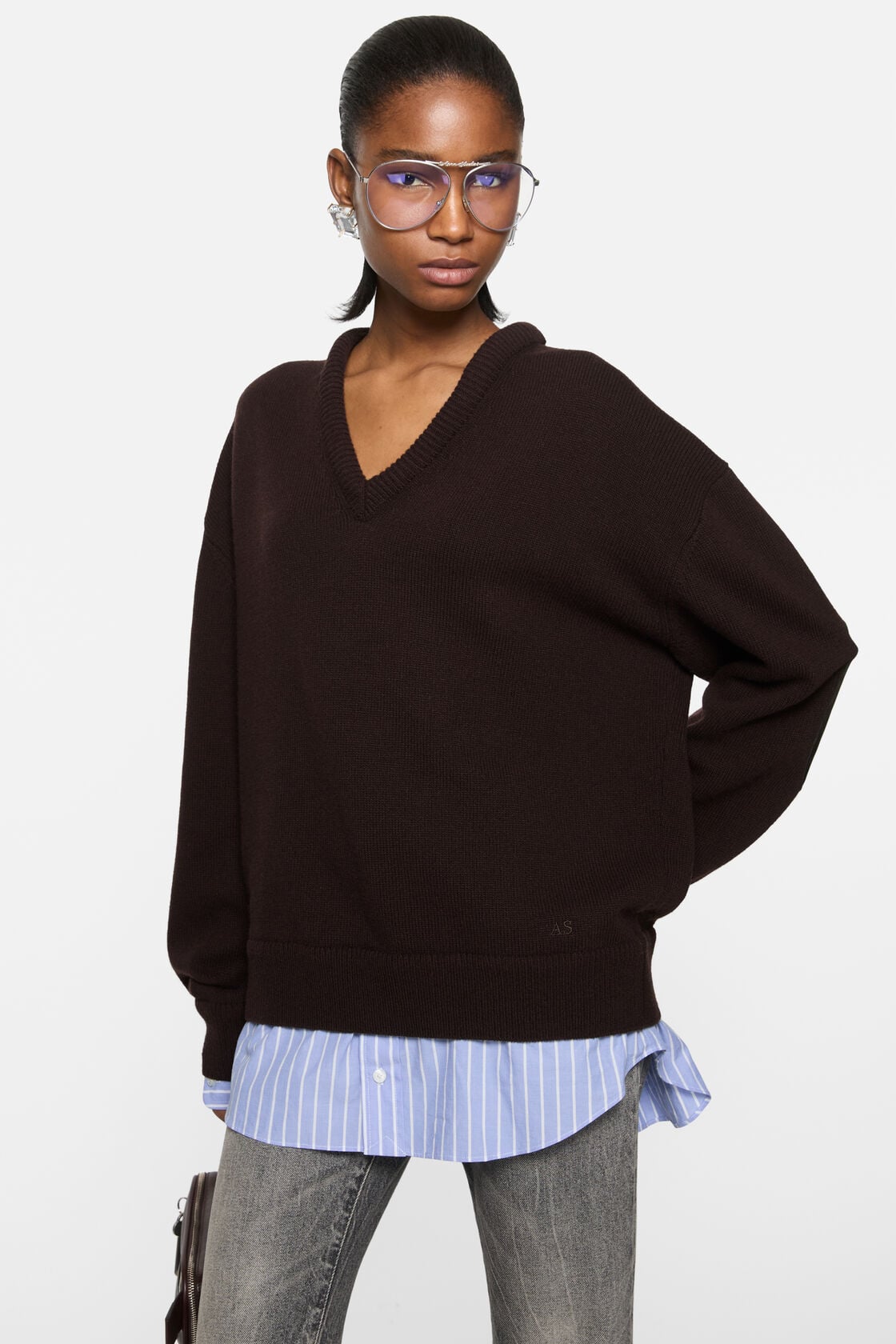 Acne Studios layered wool sweater - Dark brown