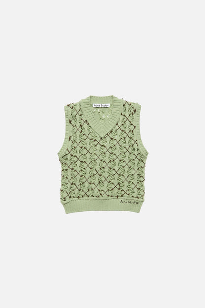 Acne Studios Argyle wool vest - Sage green