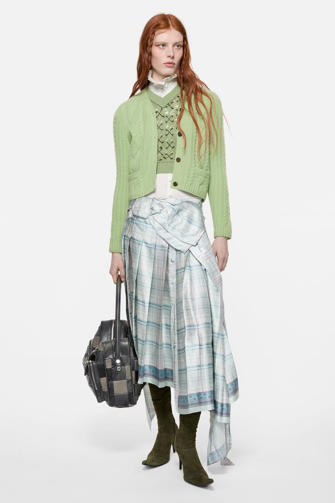 Acne Studios Cashmere Cable-Knit Cardigan - Sage green