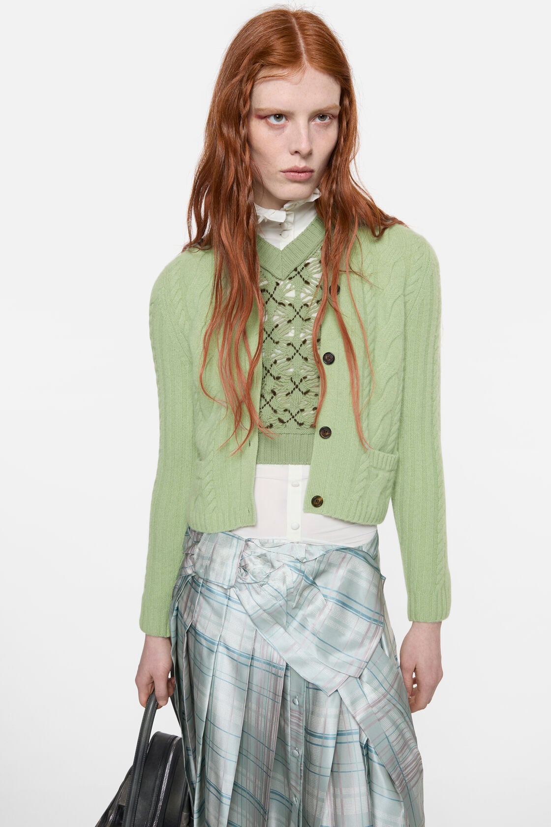 Acne Studios Cashmere Cable-Knit Cardigan - Sage green