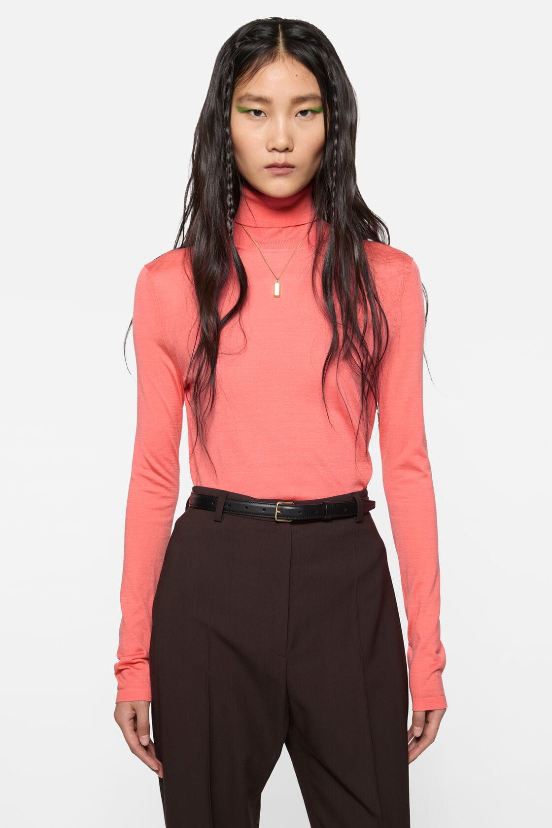 Acne Studios Fine silk turtleneck - Peach pink