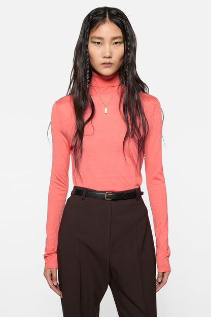 Acne Studios Fine silk turtleneck - Peach pink