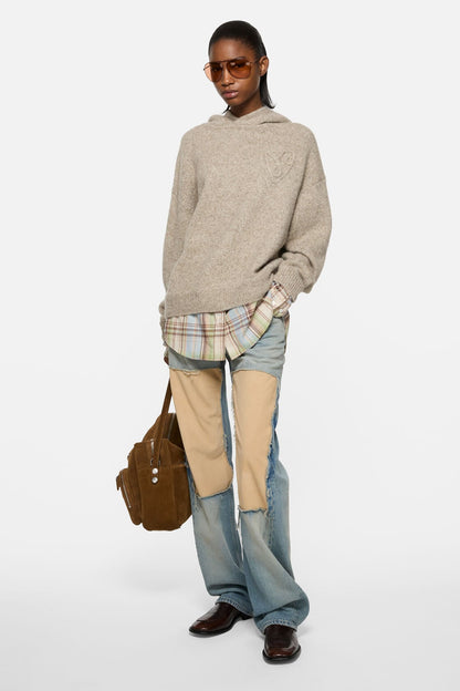 Acne Studios Layered knit hoodie - Medium beige