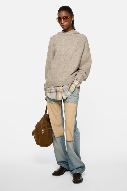 Acne Studios Layered knit hoodie - Medium beige