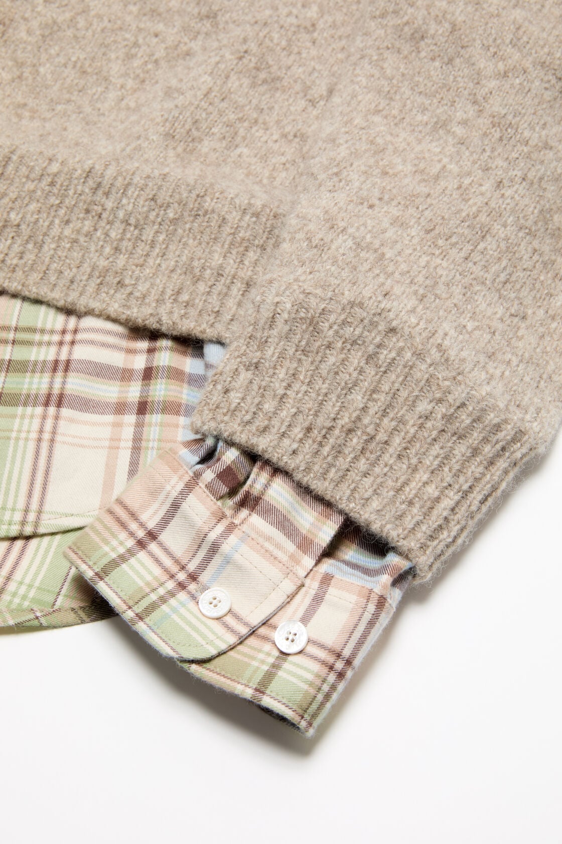 Acne Studios Layered knit hoodie - Medium beige