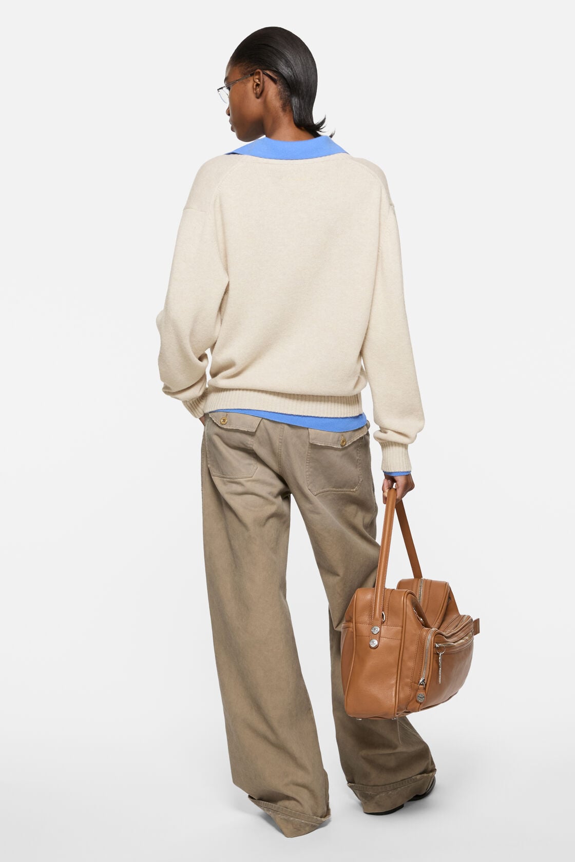 Acne Studios Layered Wool V-Neck Sweater - Dirty white