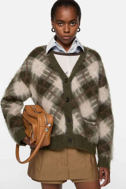 Acne Studios Mohair v-neck cardigan - Olive green/multi