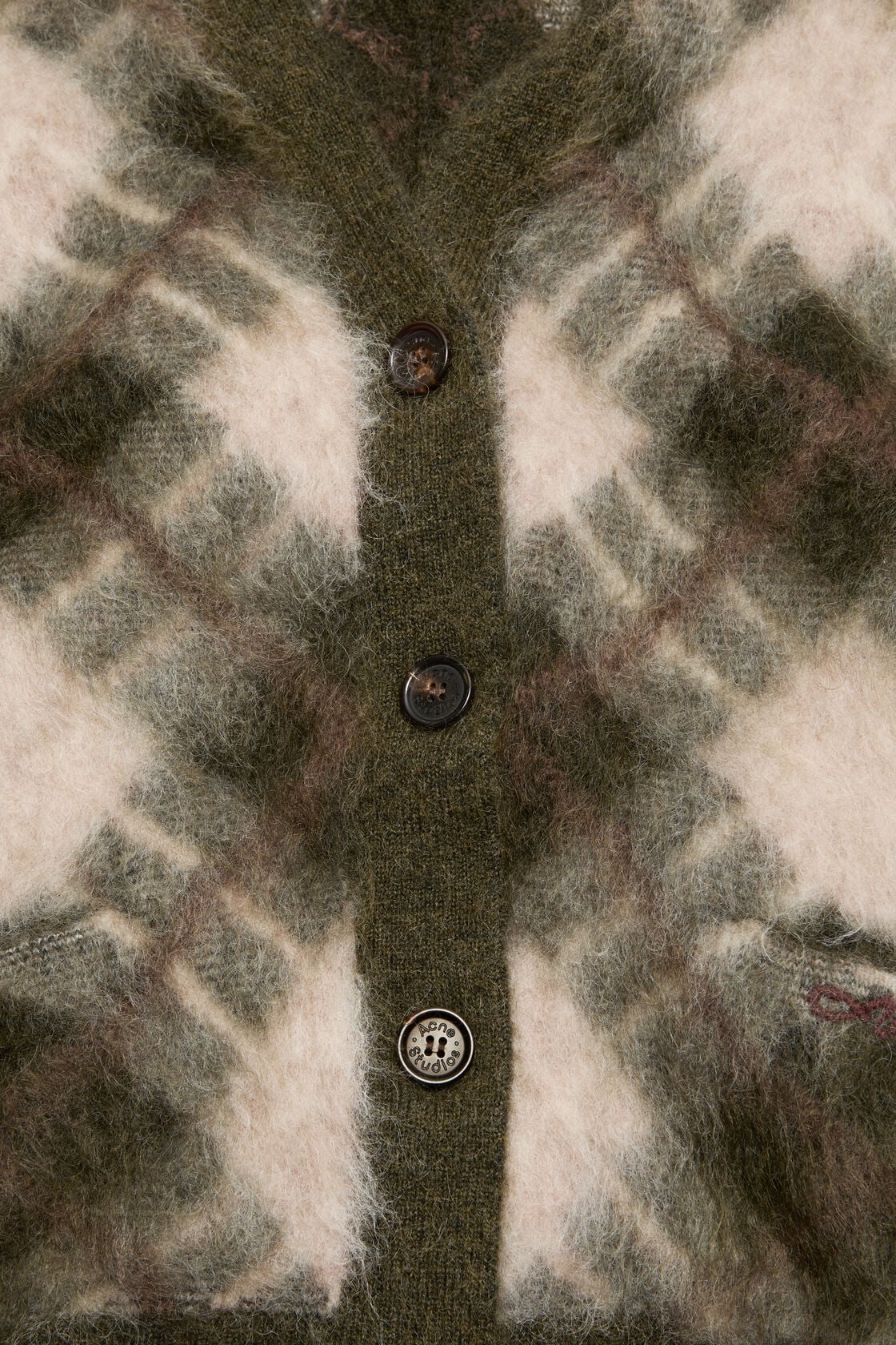 Acne Studios Mohair v-neck cardigan - Olive green/multi