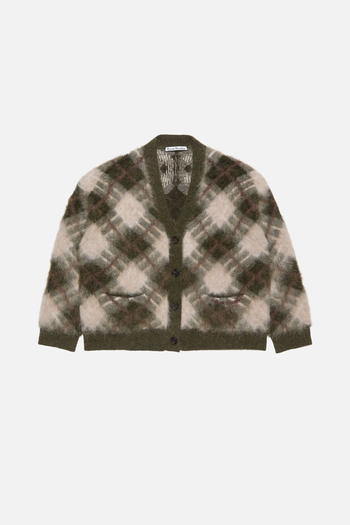 Acne Studios Mohair v-neck cardigan - Olive green/multi