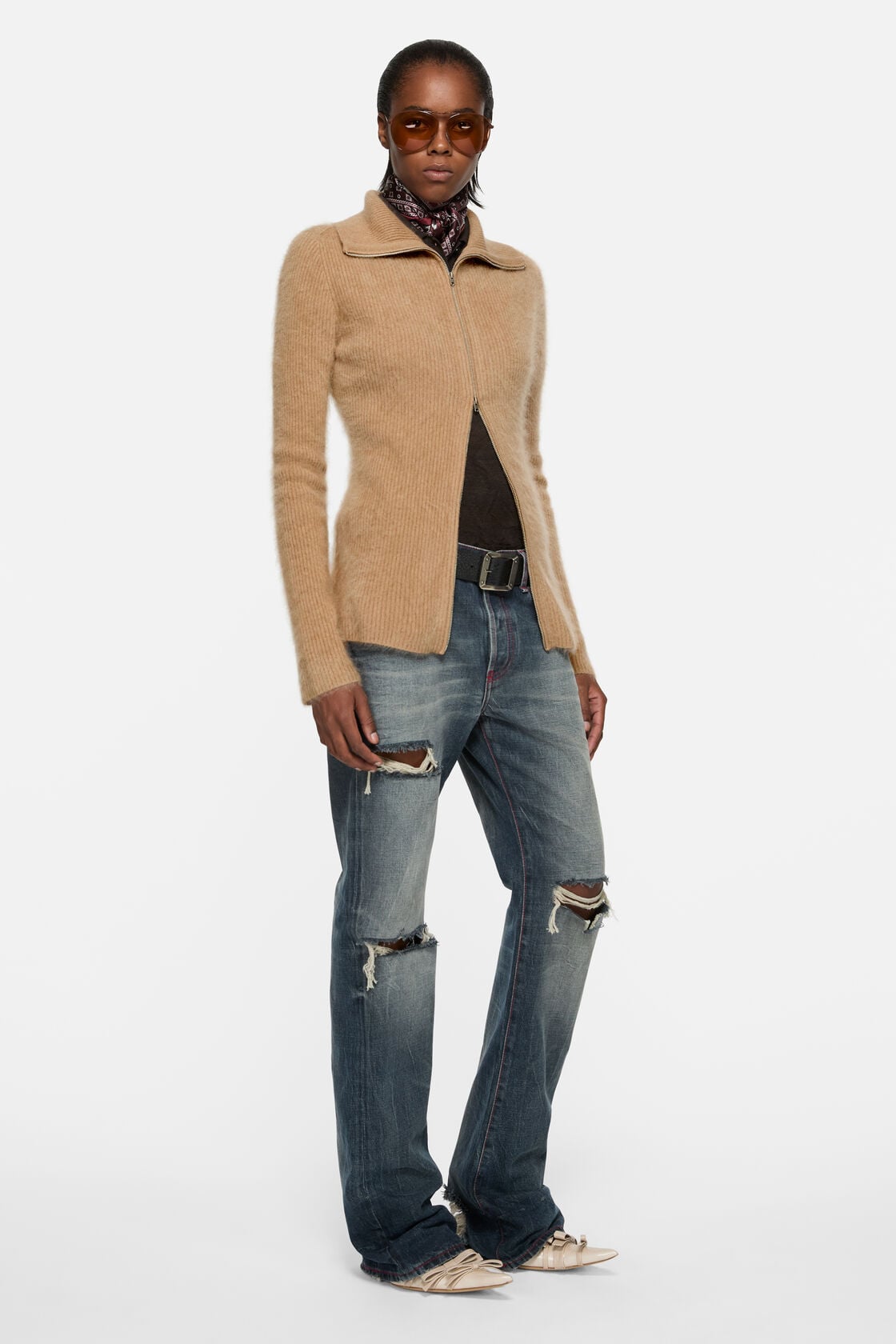 Acne Studios Cashmere zip-up cardigan - Light brown