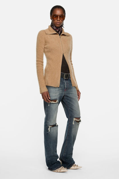 Acne Studios Cashmere zip-up cardigan - Light brown
