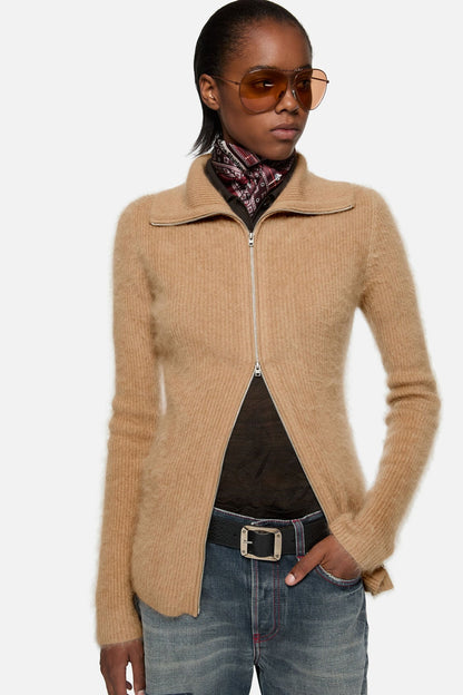 Acne Studios Cashmere zip-up cardigan - Light brown