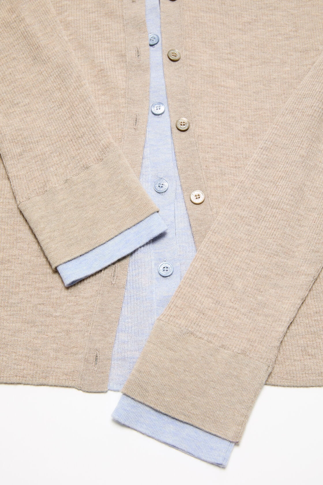 Acne Studios Layered silk-wool cardigan - Beige/light blue