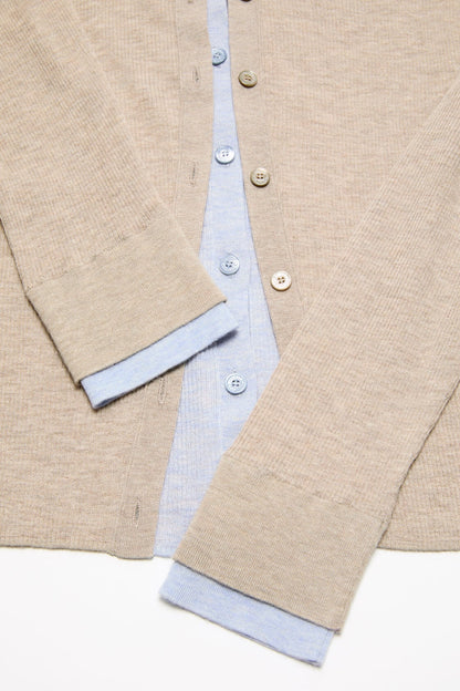Acne Studios Layered silk-wool cardigan - Beige/light blue